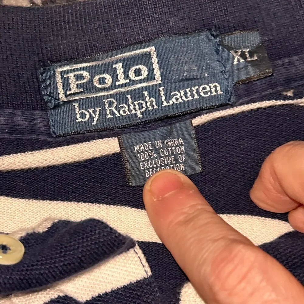 Polo Ralph Lauren Men's Polo Shirt Navy White Stripes XL